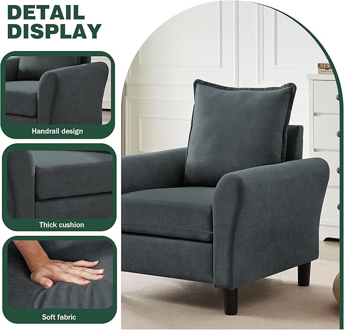 79" Convertible Sectional Sofa Set, Modern Linen Small L Shaped Couch