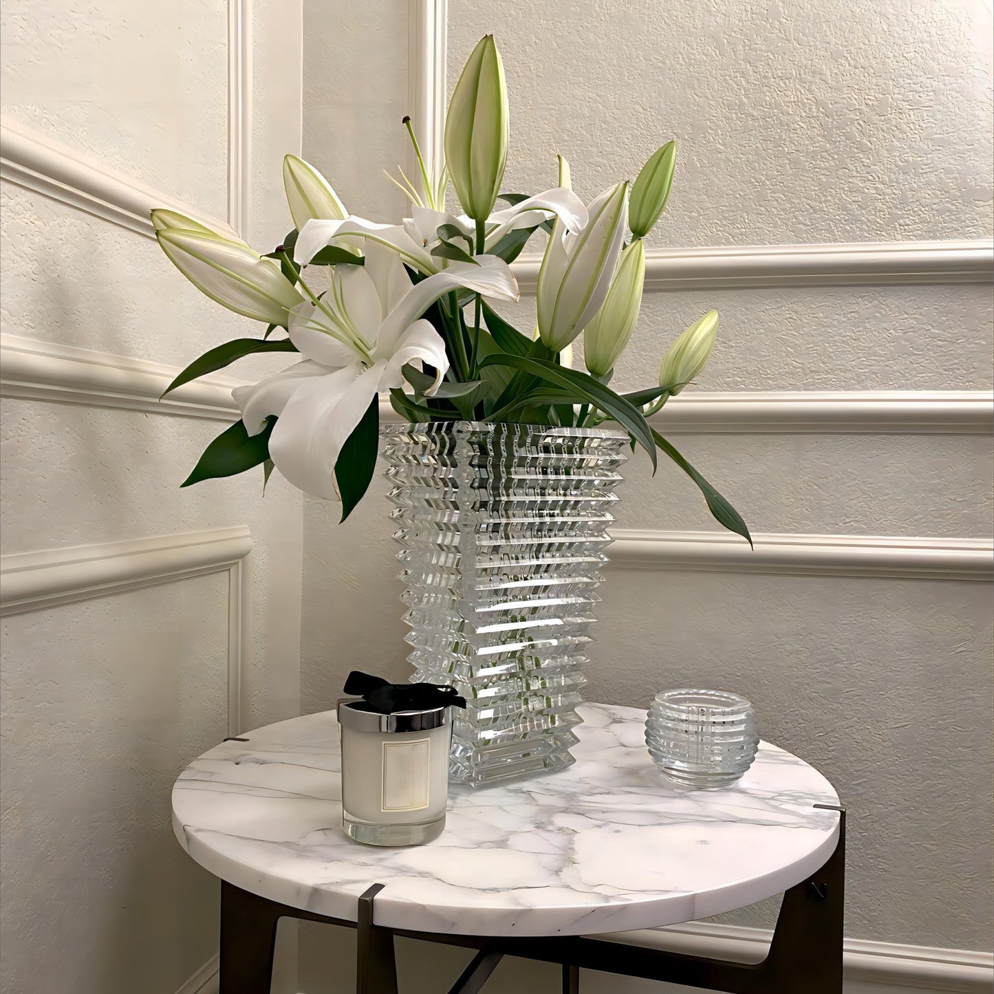 MCMCNCUIU Crystal Glass Vase, Large Crystal Vases for Flowers, Large Flower Vase, Clear Modern Vases for Living Room, Bedroom, Kitchen, Dining Table, Mantle, Wedding, 11 Inches