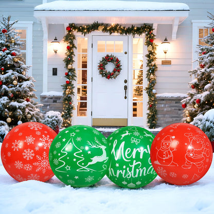 Wlicon 4 PCS 24 Inch Christmas Inflatable Balls Outdoor Inflatable Christmas Ball Ornaments for Xmas Garden Lawn Yard Holiday Front Door Window Decoration