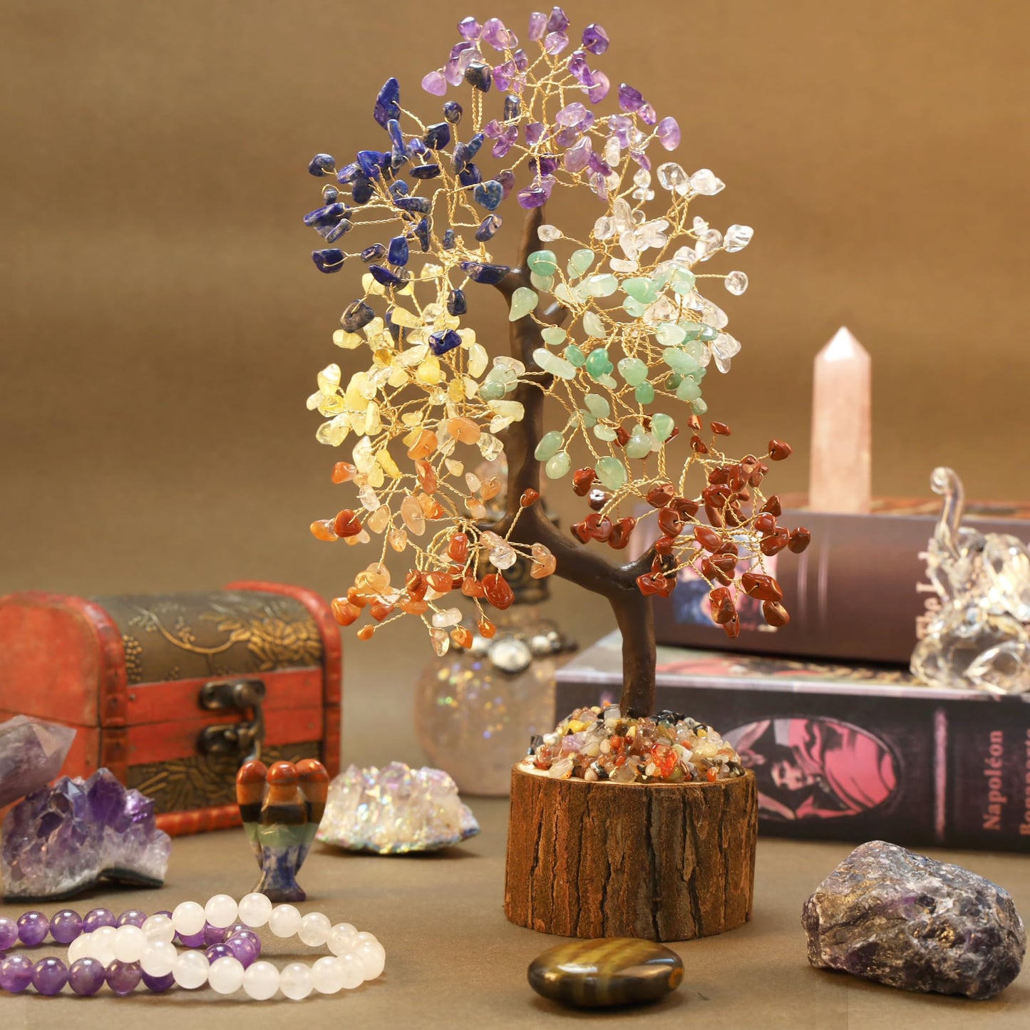 MAIBAOTA 7 Chakra Tree Crystal Tree of Life Decor Birthday Gifts for Women Healing Crystals for Positive Energy Spiritual Gift for Sister and Mom Housewarming Gifts New Home Money Trees Decoration
