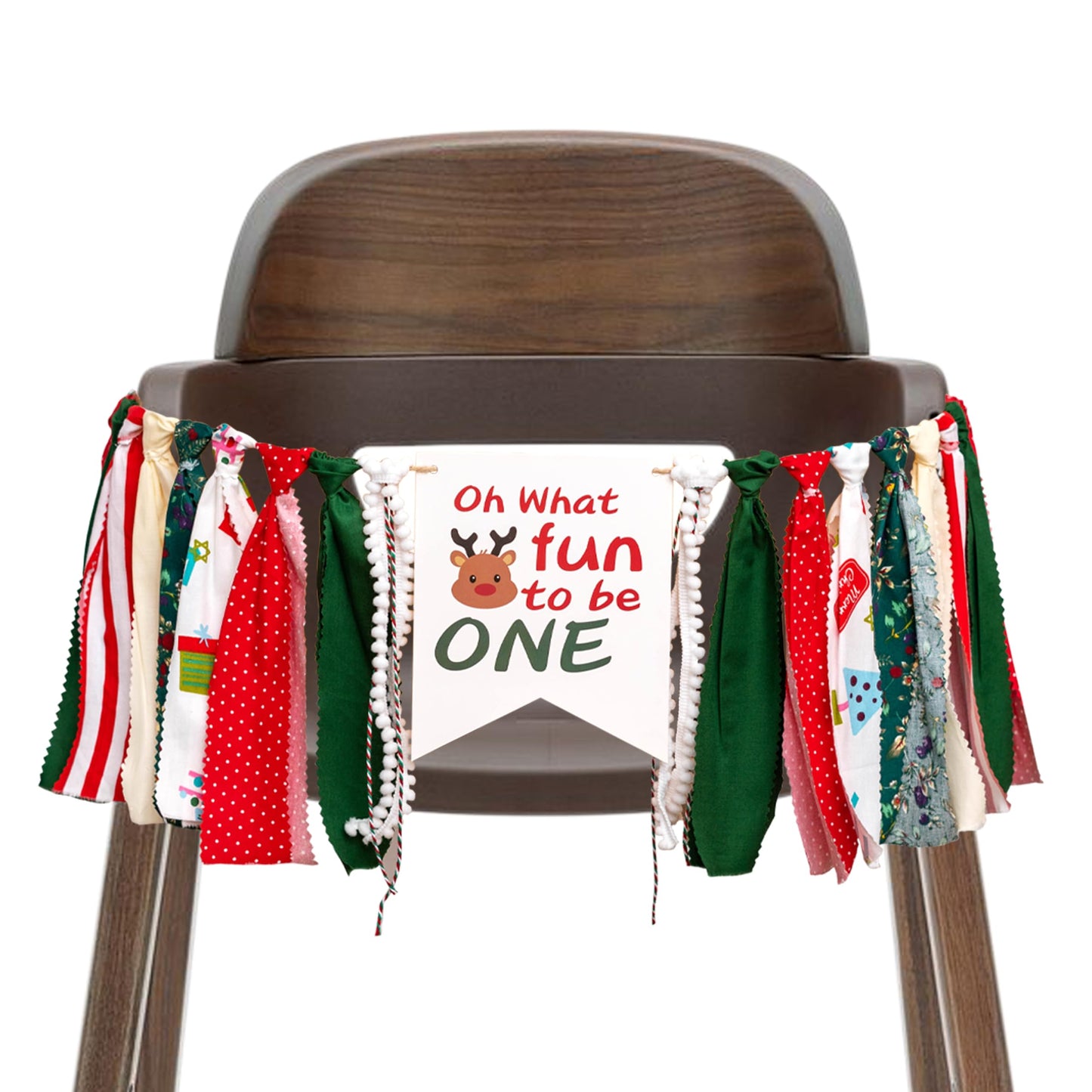 UDOTE Christmas One High Chair Banner - Oh What Fun To Be One Banner For Girls And Boys First Birthday Decoration,Designed Specifically For Baby's First Birthday Christmas Decorations