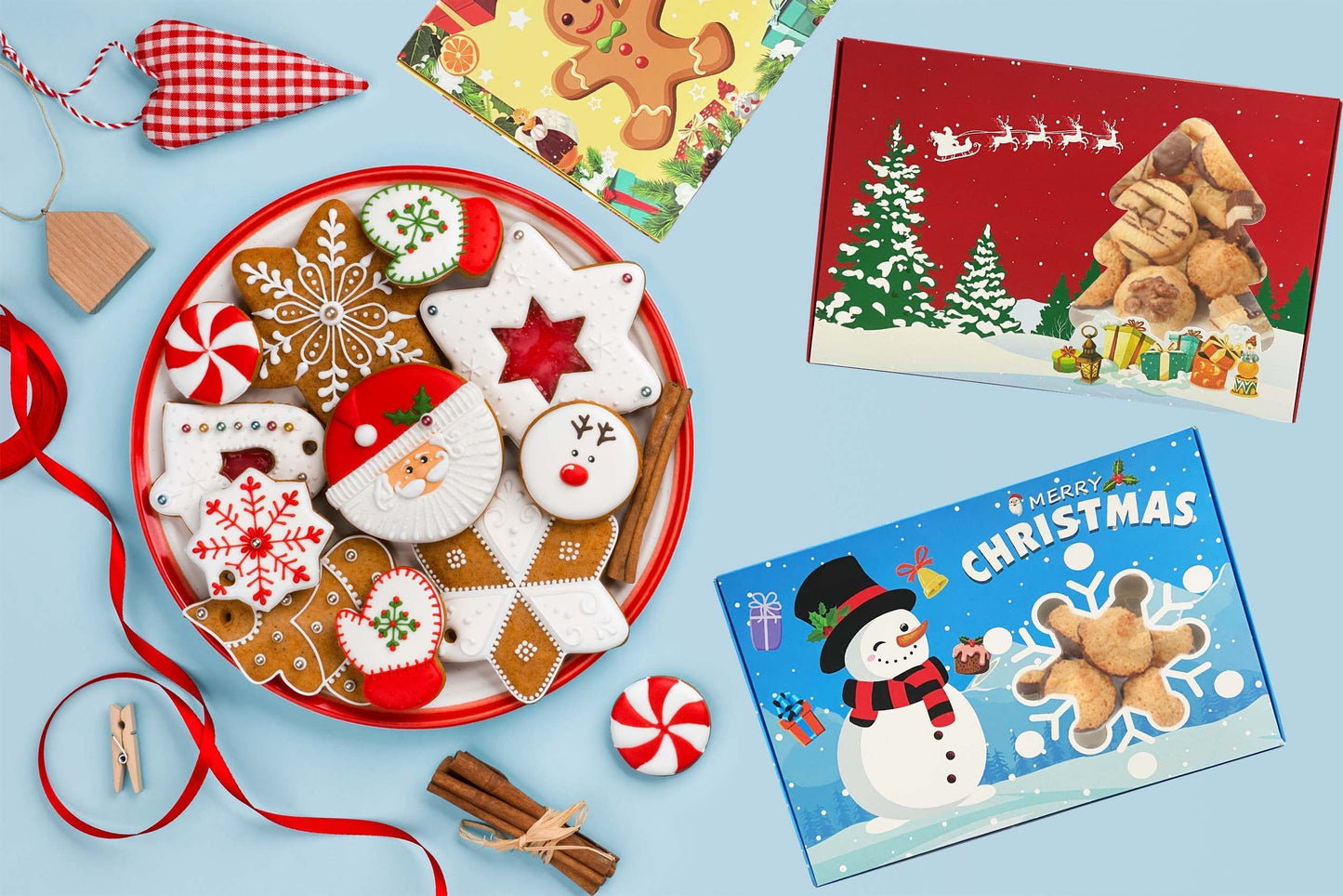 MISS FANTASY Christmas Cookie Boxes with Window - 20 Pack Gift Containers for Holiday Treats