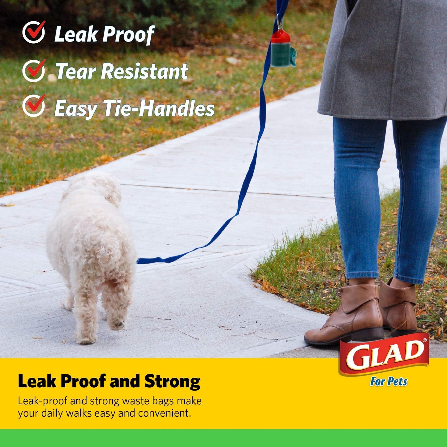 Glad for Pets Dog Waste Bags, Lavender Scent - Leak Proof and Strong Disposable Dog Poop Bags for Dogs, Easy Tie Handles for Clean Up, Scented Doggie Bag Rolls, 120 Count