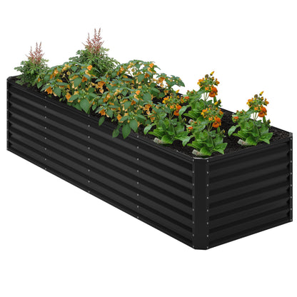 Nedenyou 8x2x2FT Galvanized Raised Garden Bed,Planter Raised Beds-Metal Garden Box,Large Plant for Outdoor Planting, Vegetables Bed，Flower,herb-Black