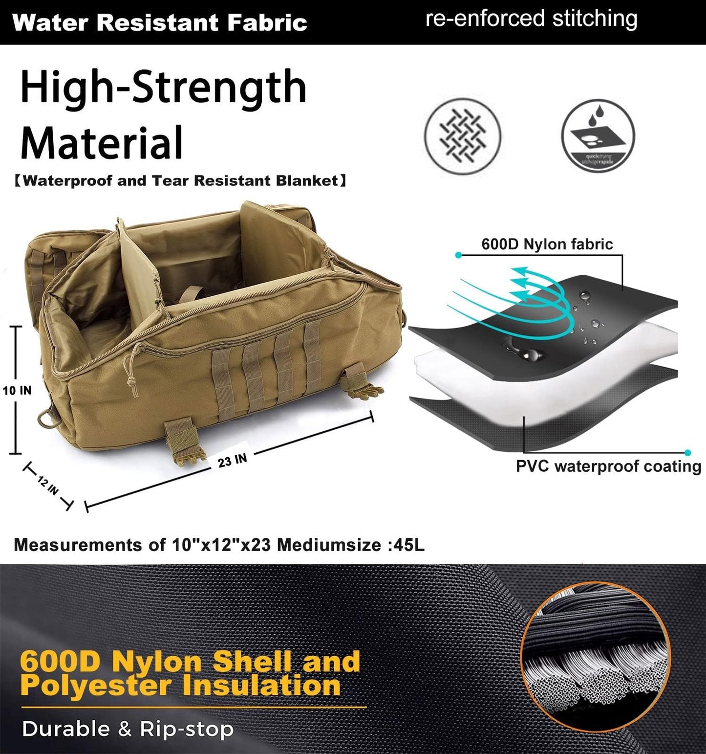 Miramrax Gym Bag Duffle Bags Backpack - Travel Weekender Bag for Men Women Workout Bag for Military,Sports,Overnight,Basketball,Tactical,Football,Waterproof & Tear Resistant (Coyote, 30L)