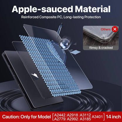 Soonjet for MacBook Pro 14 inch Case 2024-2021 M4 M3 M2 M1 Pro/Max [100% Match Official Color] A3401 A3112 A2992 A2918 A2779 A2442 Matte Cover Protective Hard Shell Case Laptop - Space Black Clear