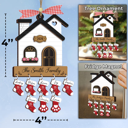 DIY New Home Ornaments 2026, Family Ornament 2026, Family of 3, 4, 5, 6, 7, 8 Ornament with Dog, Cat, Customized Ornaments for Tree, Home Sweet Home Keychain, House Decoration HH624