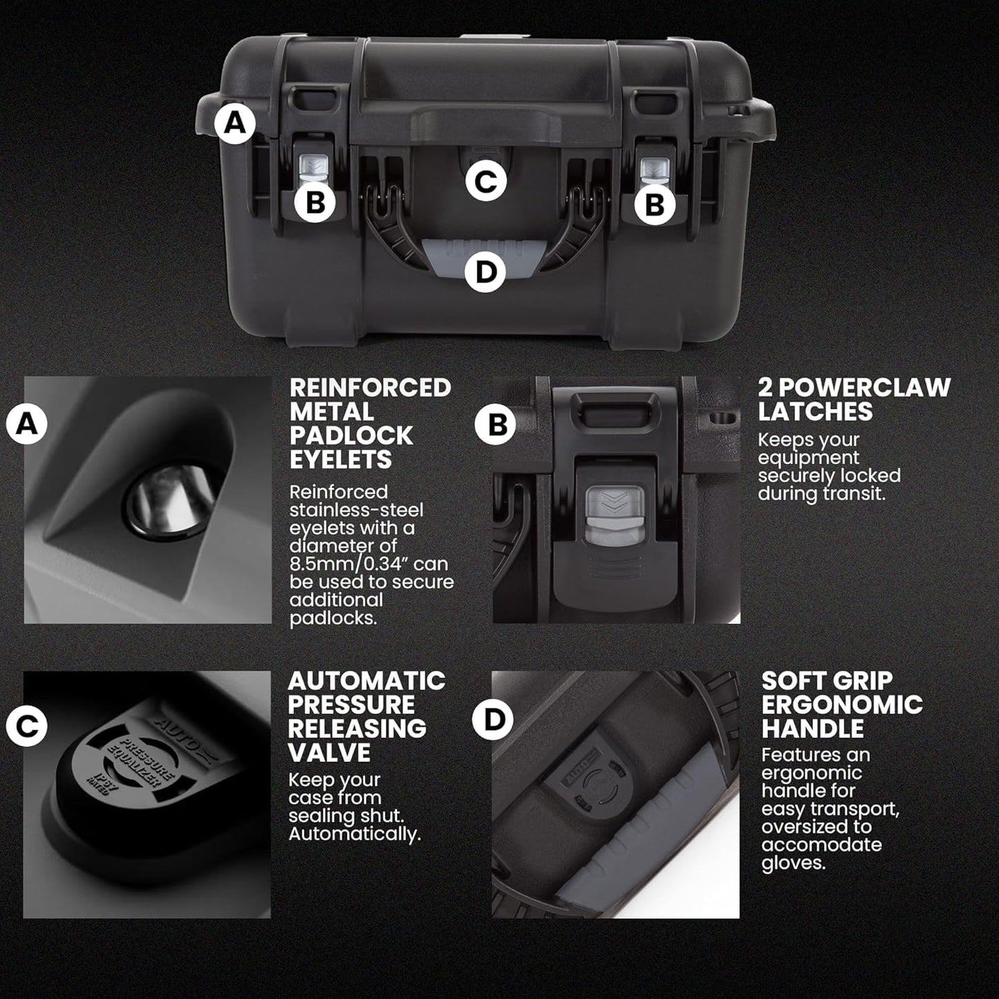 NANUK 918 Hard Case with 3 UP Custom Foam Insert, IP67 Waterproof & Crushproof, Rugged Construction for Ultimate Protection, Made in Canada – Black (16.9” x 12.9” x 9.3”)