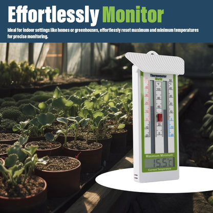 Digital Max Min Greenhouse Thermometer Room Temperature - Classic Max Min Thermometer to Measure Maximum and Minimum Temperatures - Easy Wall Mounted Greenhouse Accessories Indoor or Outdoor