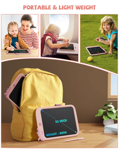 LCD Writing Tablet,10 inch Doodle Board Drawing Pad Tablet with Lock Function, Erasable, Portable, Educational Learning Unicorn Toy Gifts for 3 4 5 6 7 8 9 Years Old Girls Toddlers (Pink)