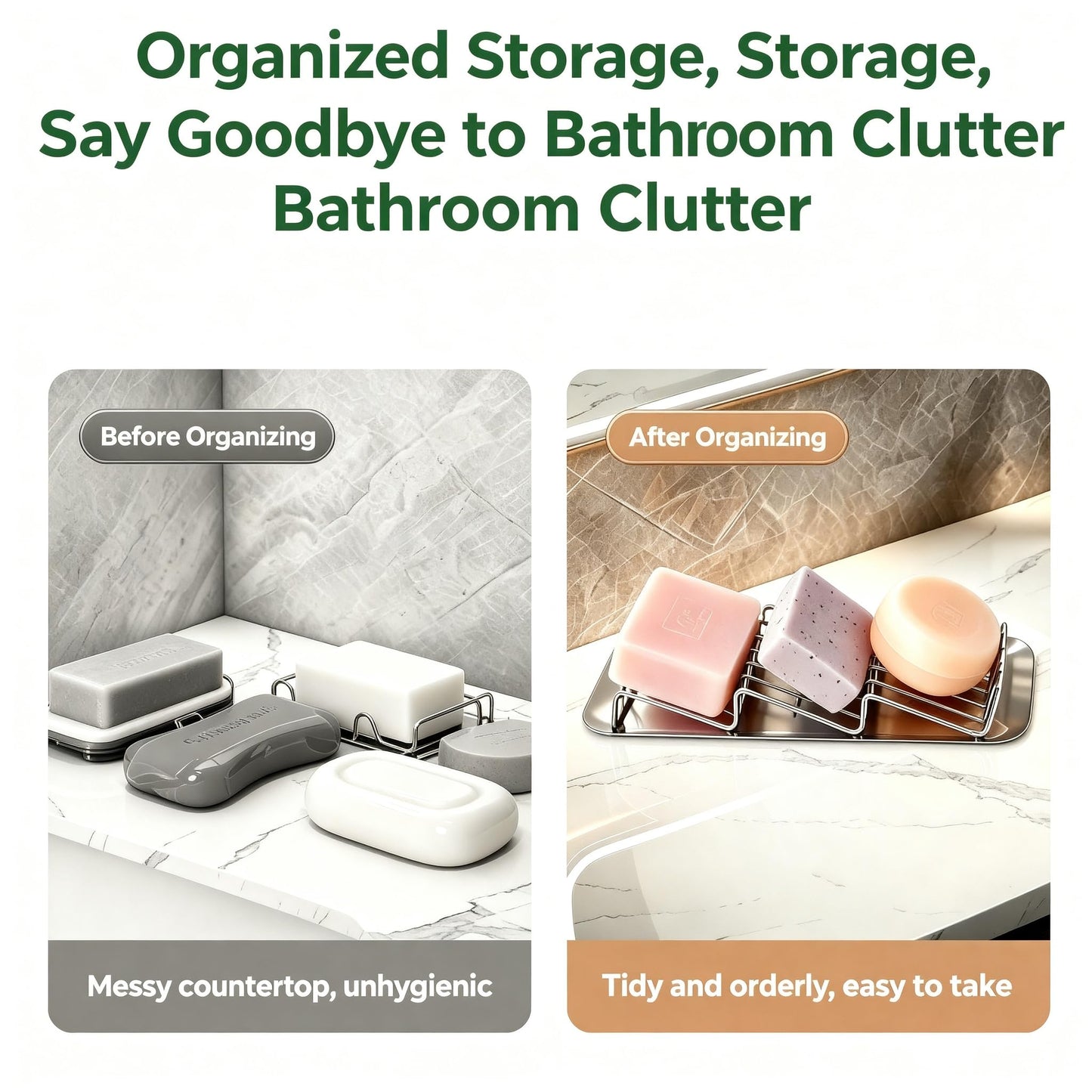 UVULAS 304 Stainless Steel 3 Bar Soap Dish, Self Draining Shampoo Bar Holder for Solid Shampoo & Conditioner Bars, Corner Soap Holder Tray for Shower Bathroom
