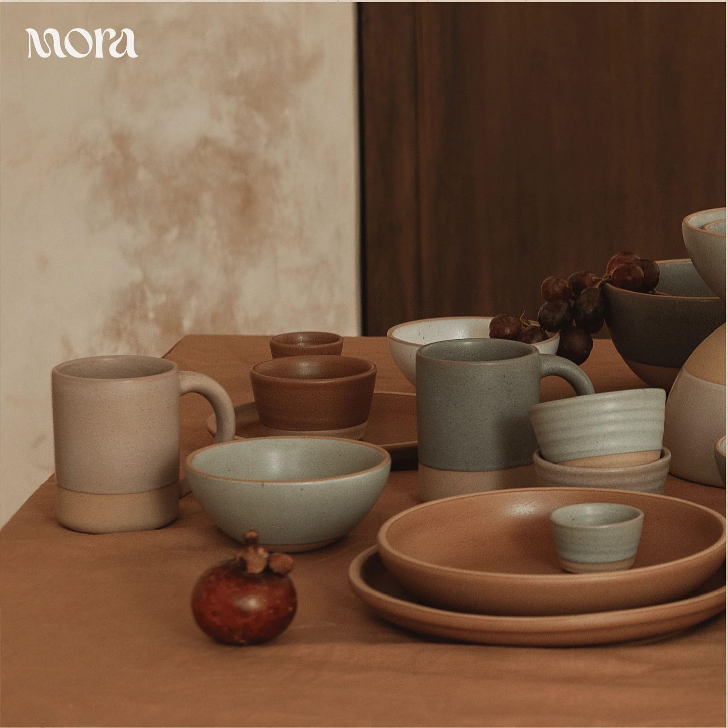 Mora Nano Ramekins Set of 4, 2oz Ceramic Pottery Sauce Cups - Microwave, Oven and Dishwasher Safe - Peppercorn