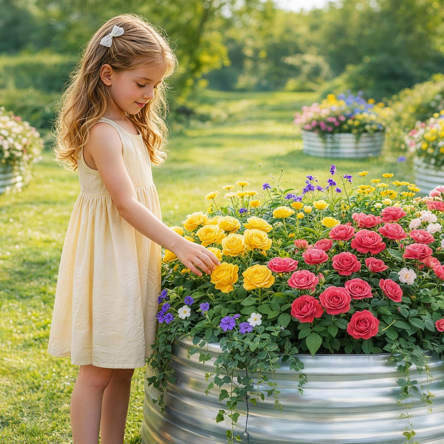 Land Guard Galvanized Raised Garden Bed Kit, Round Large Metal Galvanized Planter Raised Garden Boxes Outdoor…