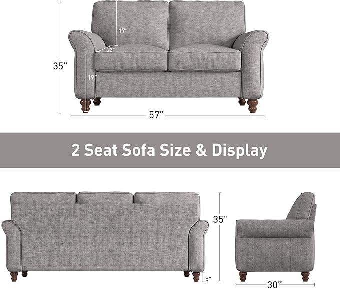 Bonzy Home 57" Loveseat Sofa, 2 Seater Sofa