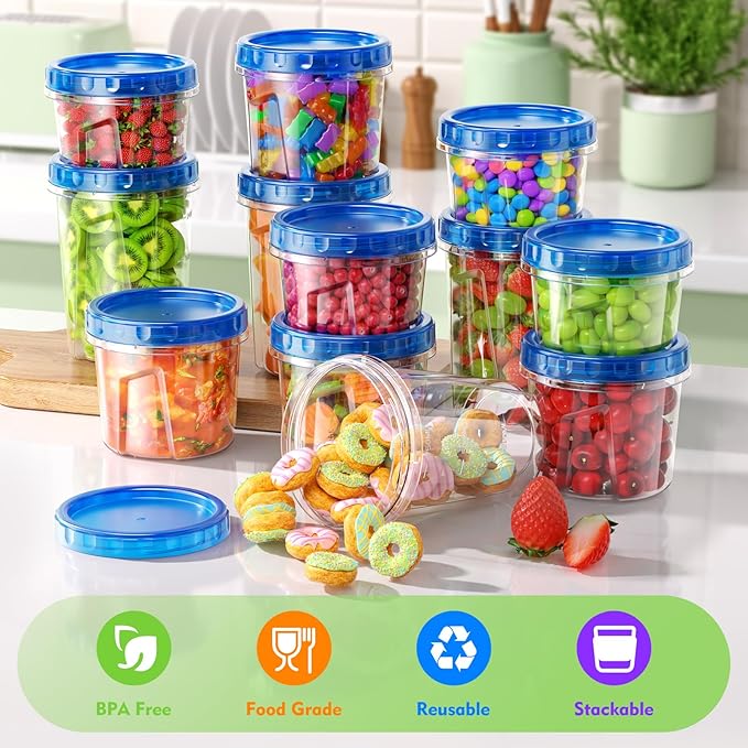 12 Pack- 34/24/17oz Freezer Storage Containers, Plastic Food Storage Containers