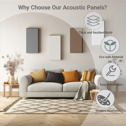 4 Pack High-Density Core with Fabric Cover Acoustic Panels – 24×12×2 In Self-Adhesive Soundproofing and Sound-Absorbing Wall Panels for Echo Reduction in Studio, Theater, or Recording (Mocha Brown)
