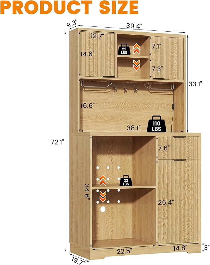 kepptory 72" Mini Fridge Cabinet