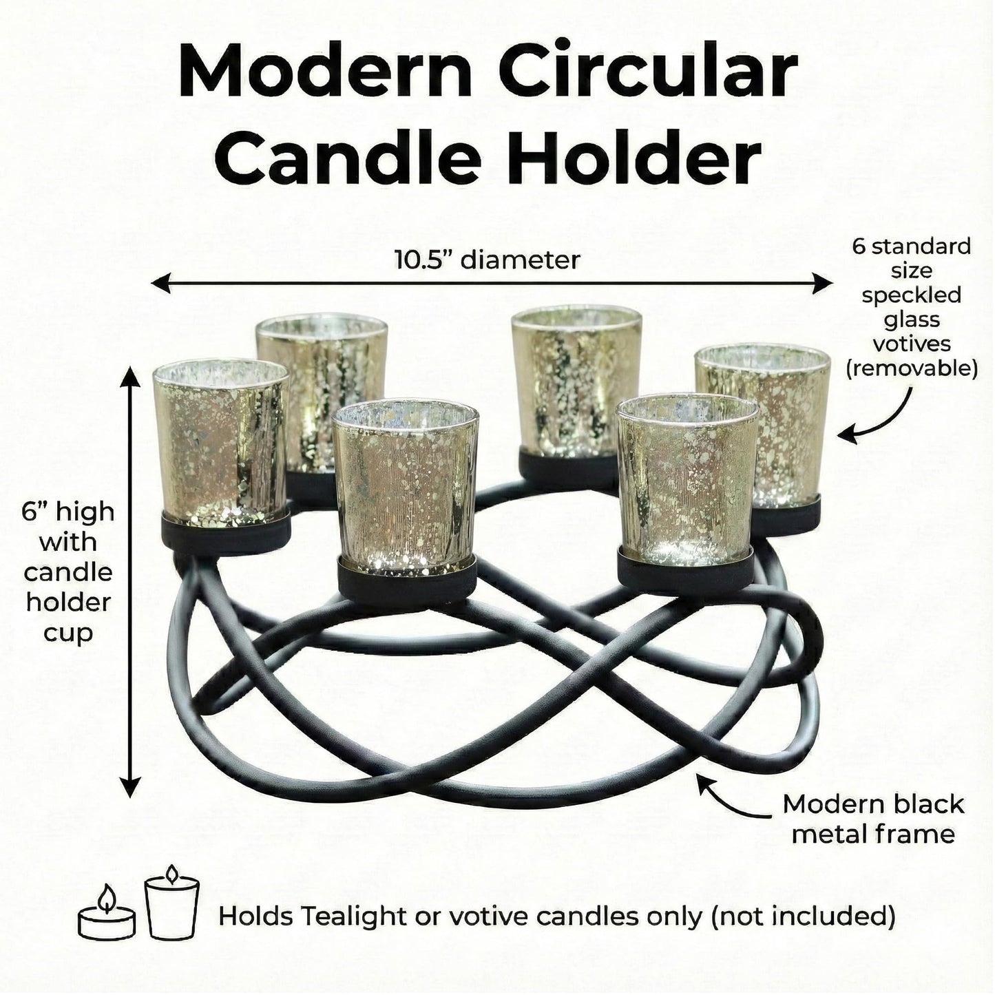 Seraphic Centerpieces for Kitchen Table Decor, Tealight Candle Holder, Gold