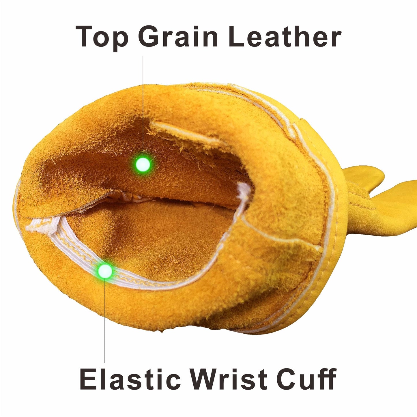 KIM YUAN Leather Work Gloves for Gardening/Cutting/Construction/Motorcycle, Men & Women, Elastic Wrist with Palm, M/L/XL (XXL) 1 Pair