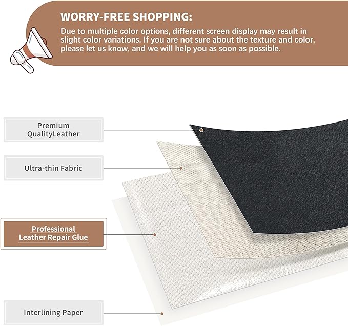 ONine Leather Repair Patch，Self-Adhesive Couch Patch，Multicolor Available