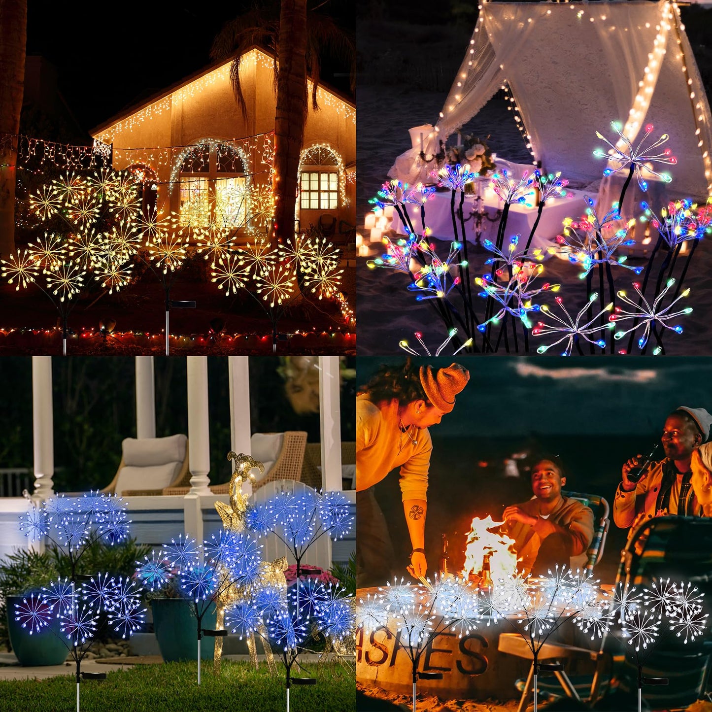 JJGoo Solar Garden Lights, New Upgraded 2 Pack Solar Swaying Starburst Light, Waterproof Fireworks Outdoor Lights, Yard Patio Pathway Decoration, Purple
