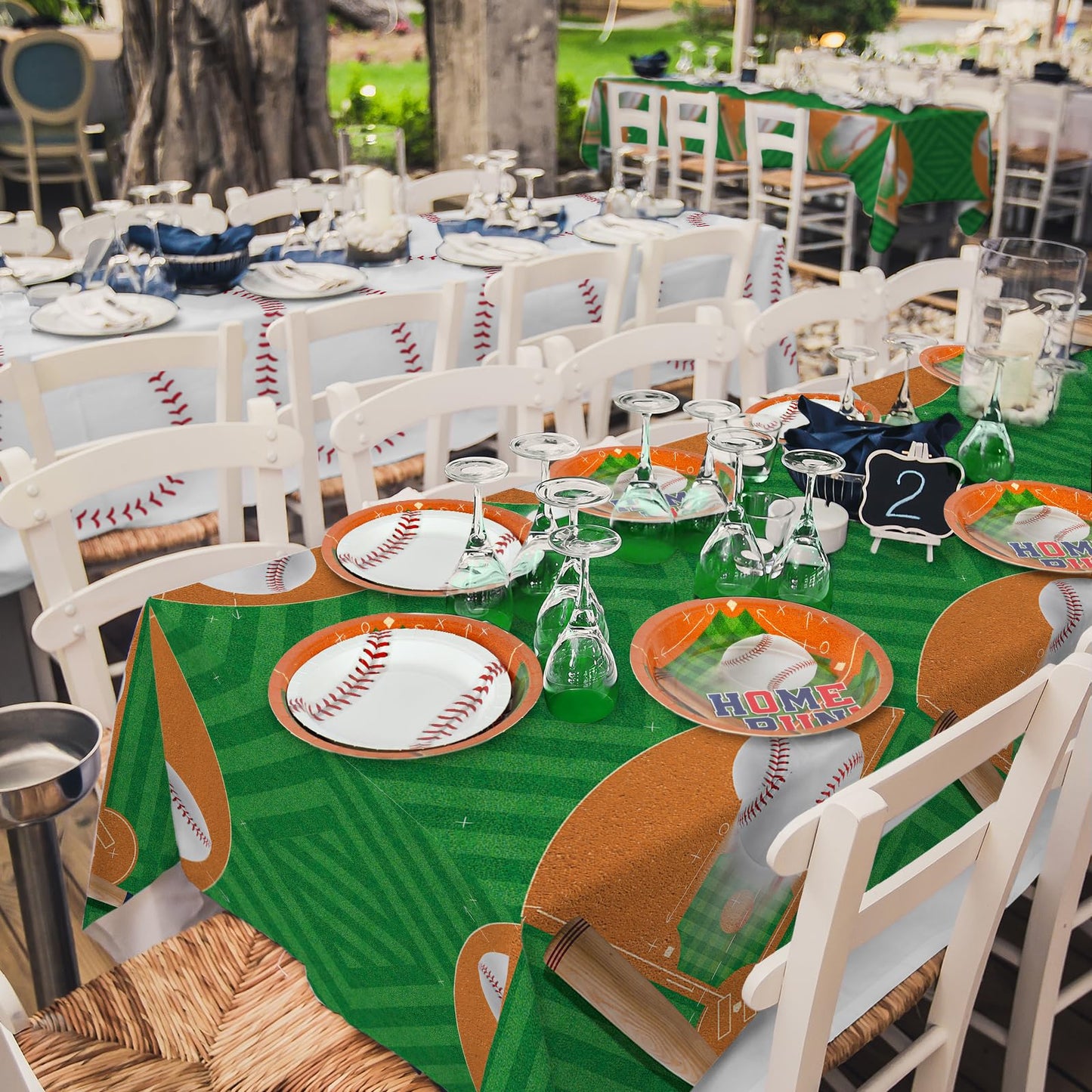 Baseball Party Supplies Kit for 24 - Complete with Dinner & Dessert Plates, Napkins, Cups, Banner & Tablecloth Baseball Birthday & Gameday Celebrations，Baseball Party Decorations & Favors