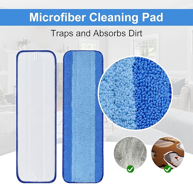 8 Pack Microfiber Cleaning Pad for Bona Mop Hardwood & Hard Surface Floors Dry