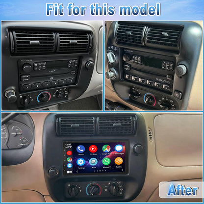 Slakerbe Android 14 Double Din Car Stereo Radio for Ford Ranger 1998-2006, 2G+32G 7" Touchscreen Car Radio w/Wireless Carplay Android Auto GPS WiFi Bluetooth RDS DSP SWC Mic Backup Camera