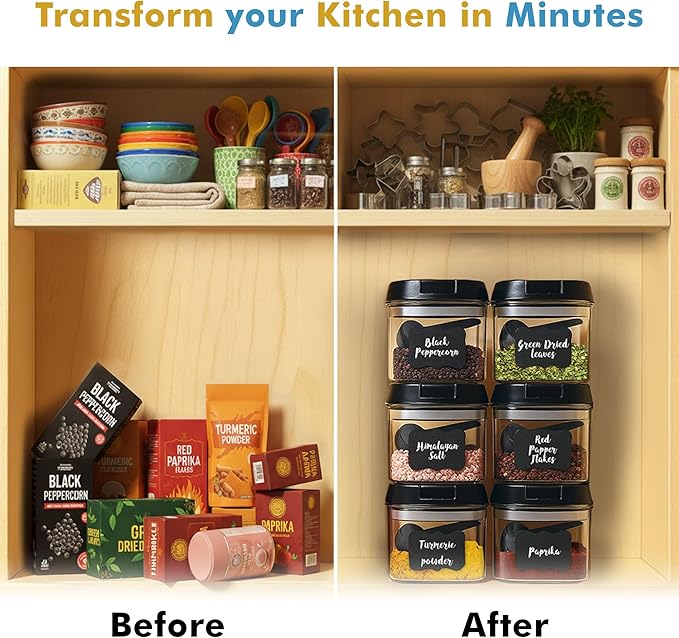Shazo 6 PC Airtight Food Storage Containers + 6 Spoons