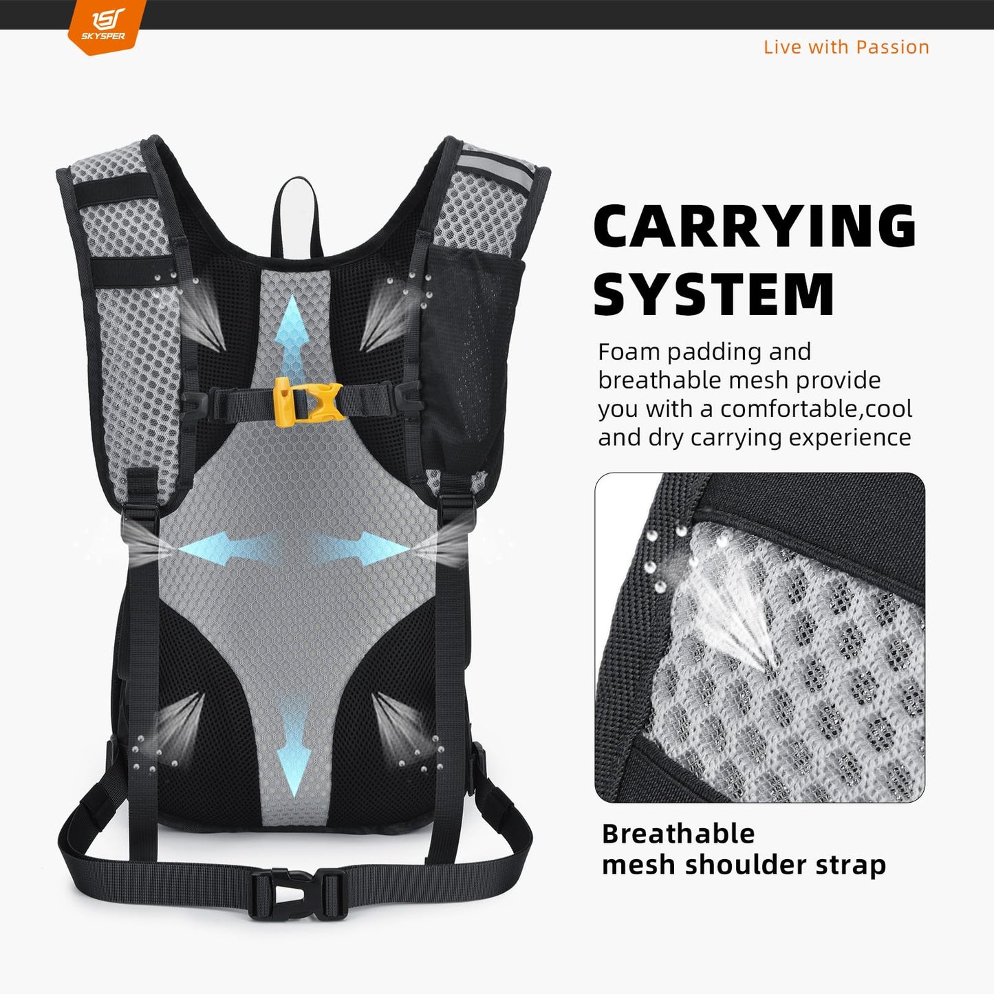 SKYSPER Small Hiking Backpack - 15L Travel Backpack Lightweight Bag Water Resistant Walking Backpack for Women Men