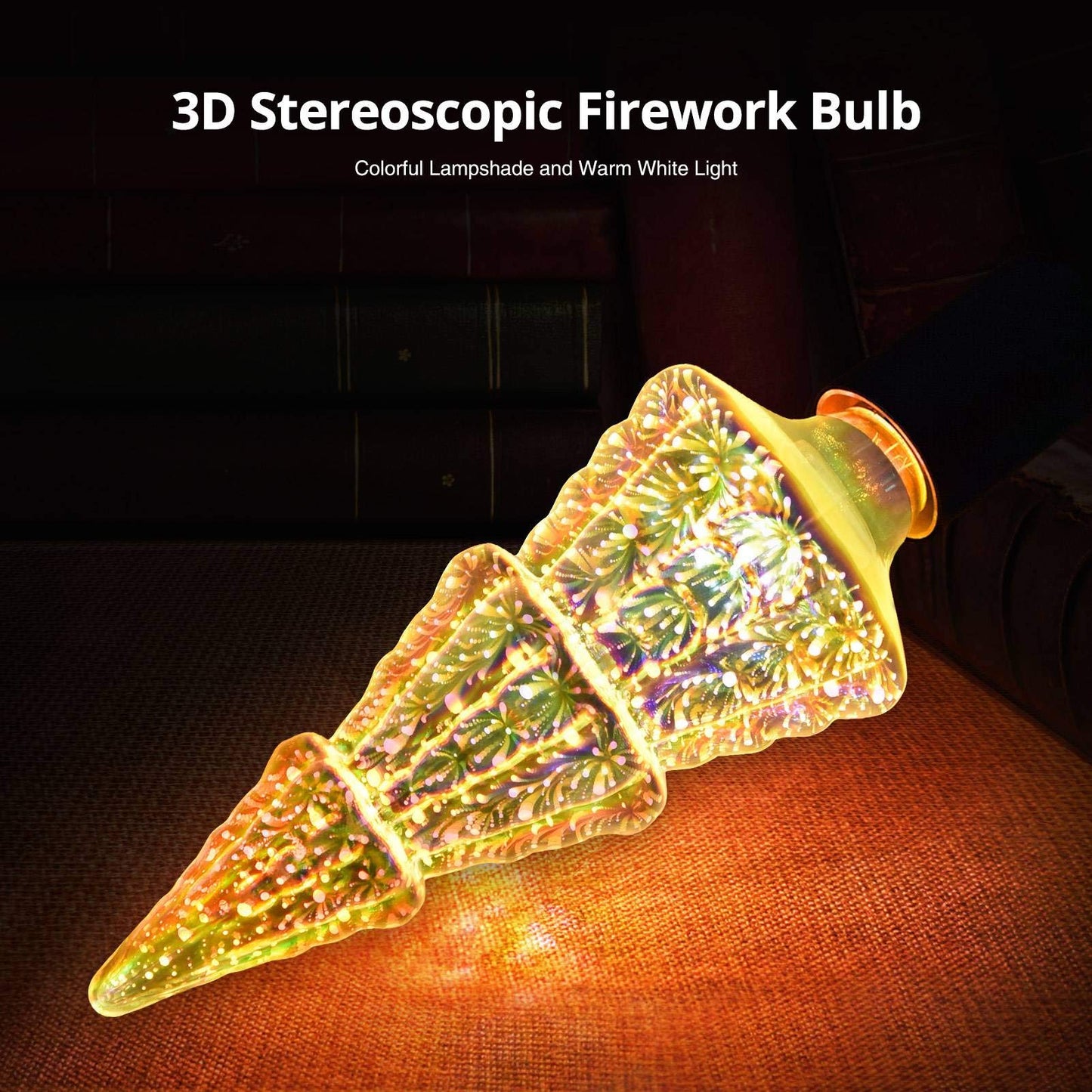 Aqur2020 3D Fireworks Effect LED Light Bulb, Christmas Tree Shape Lamp for Party Home Christmas Holiday Festival Decor