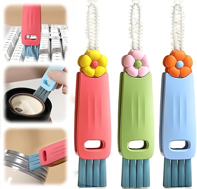 3 in 1 Cup Lid Cleaning Brush, 3 in 1 Multifunctional Cleaning Brush Portable