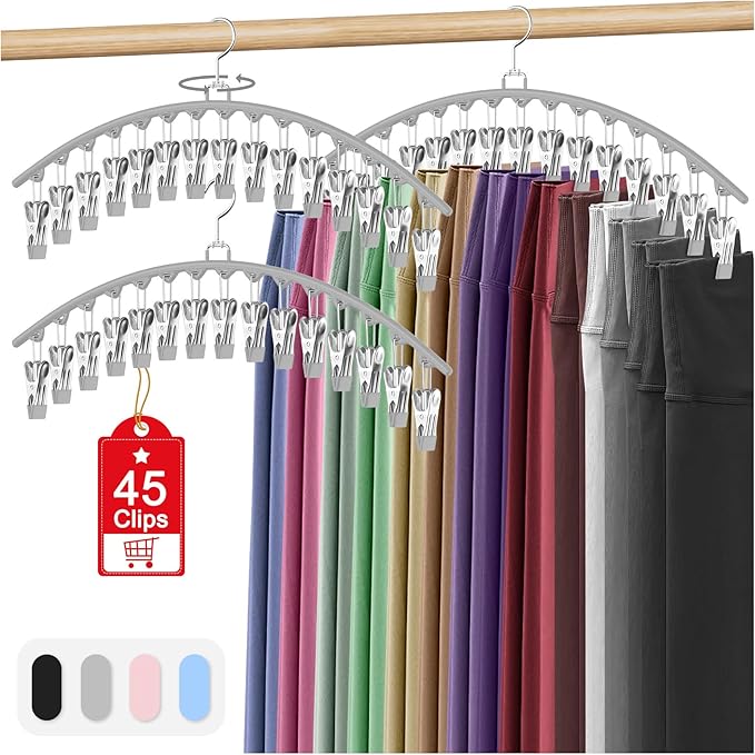 3 Pack Legging Organizer for Closet Hanging, Pants Hangers