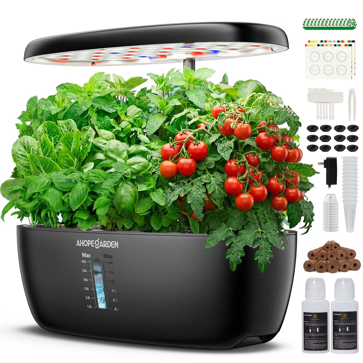 Ahopegarden Indoor Garden Hydroponics Growing System: 12 Pods Plant Germination Kit Garden Kit Growth Lamp Countertop with LED Grow Light Hydrophonic Planter Grower Harvest Vegetable Lettuce