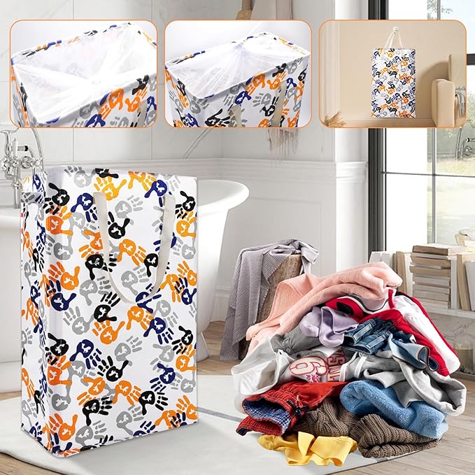 Odonata Slim Laundry Hamper Handles Collapsible Laundry Basket Thin Dirty