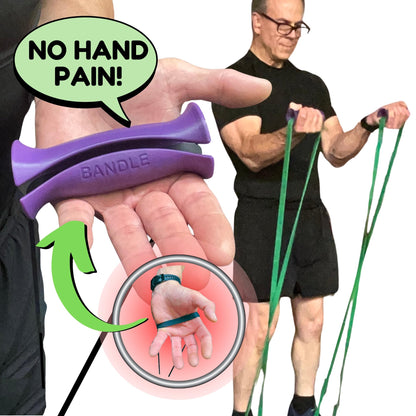 Bandles™ - True Ergonomic Resistance Band Handles | Unleash the Full Potential of Pain-Free, Full-Body Workouts | Durable & Comfortable for High-Intensity Training (2 Handles) (Purple, Standard)