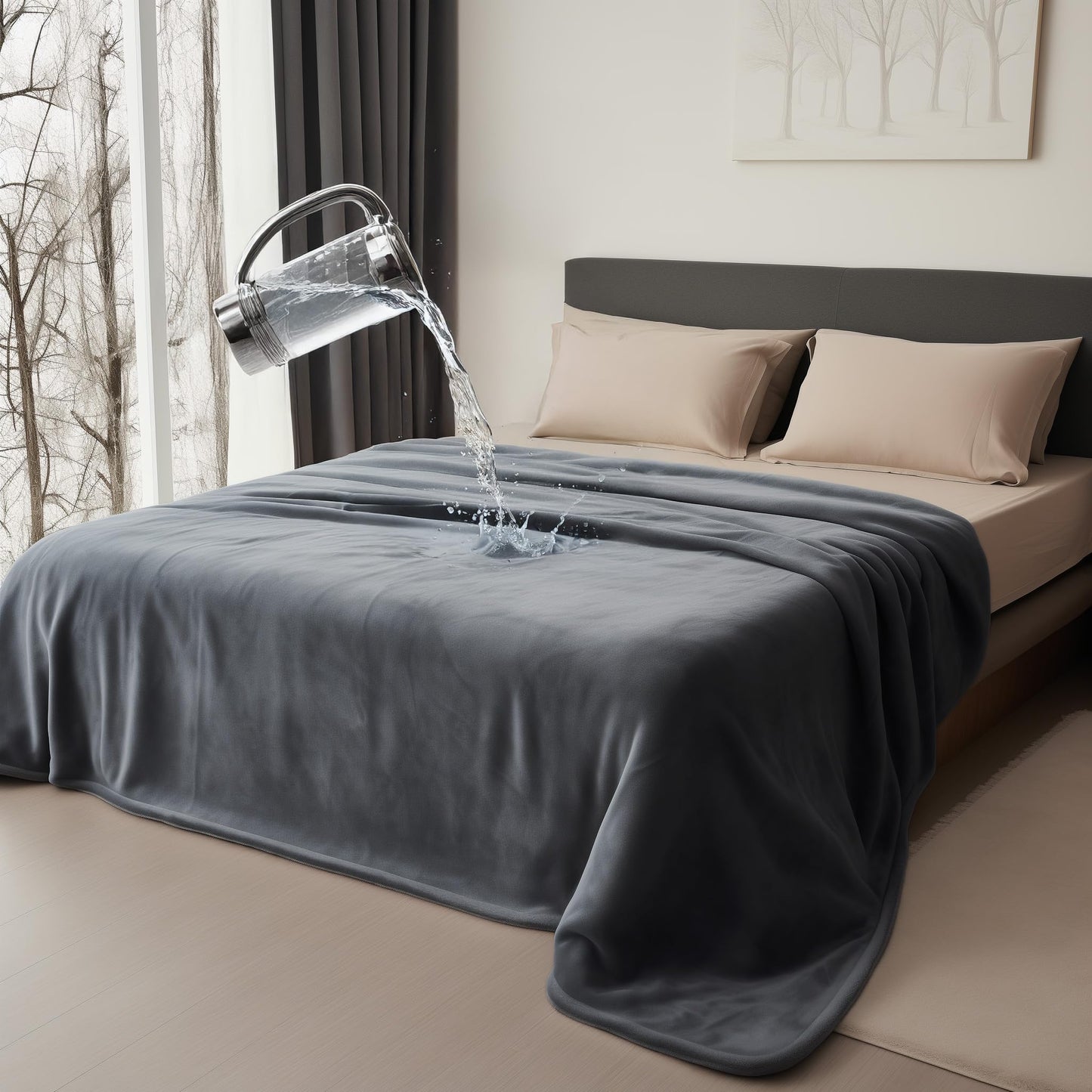 Bedding Aid Waterproof Reversible Blanket, Excellent Leakproof Protector Cover to Protect Bed Mattress, Sofa, Couch from Pee & Spills from Adults, Babies, Dogs, Pets (Dark Grey/Light Grey, 203x229cm)
