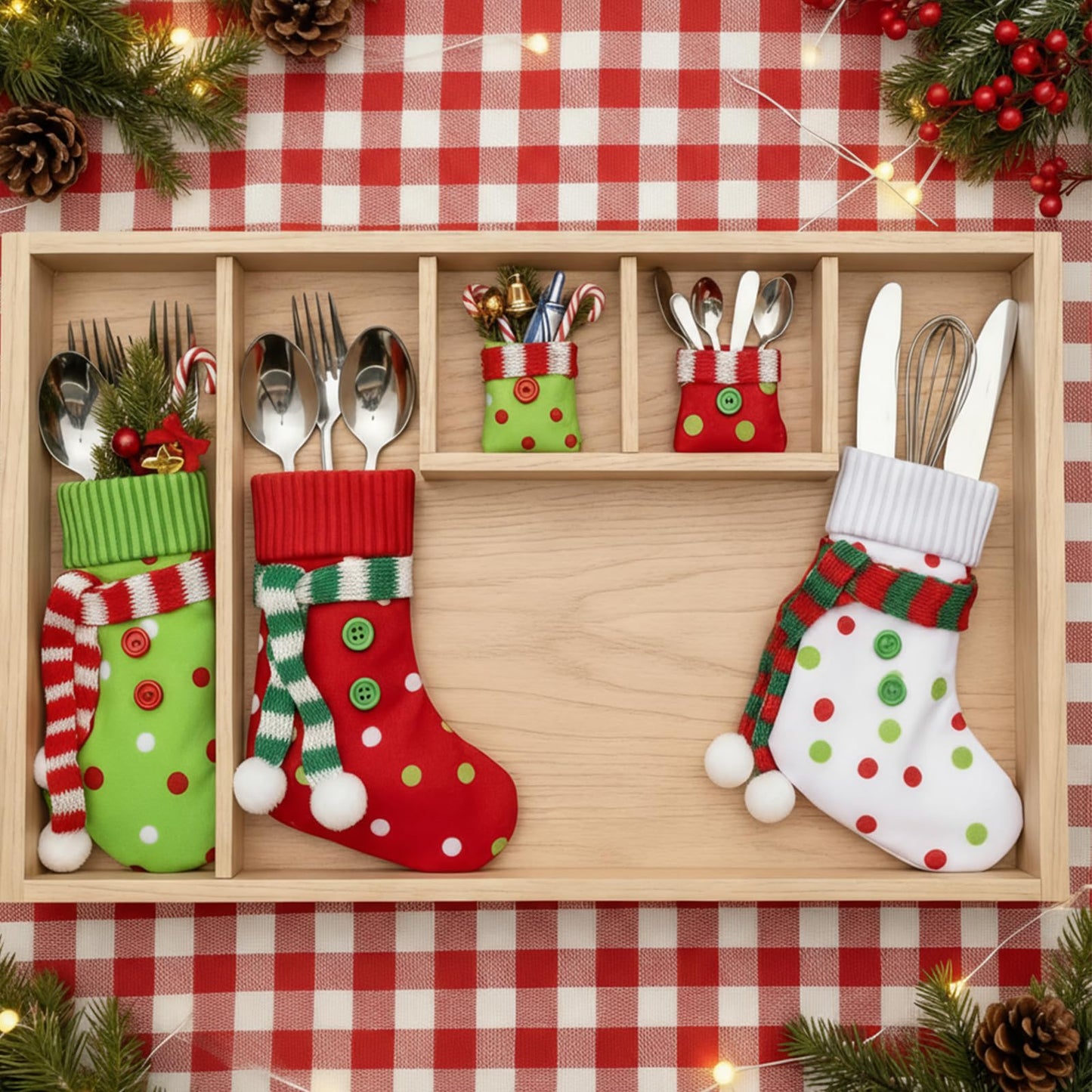 Newcotte 36 Pcs Mini Christmas Stocking Elf Xmas Hanging Stockings Red White Green Christmas Decorations for Holiday Fireplace Tree Decoration Gift Present