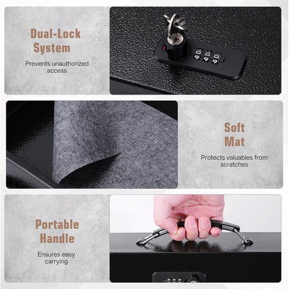 Fireproof Safe Lock Box Metal, Fire Proof Safe for Home Documents, Portable Security Box with Dual Combination and Key Lock for Personal Items,Passport, Money, X Large 13.2" x 11" x 4.13"