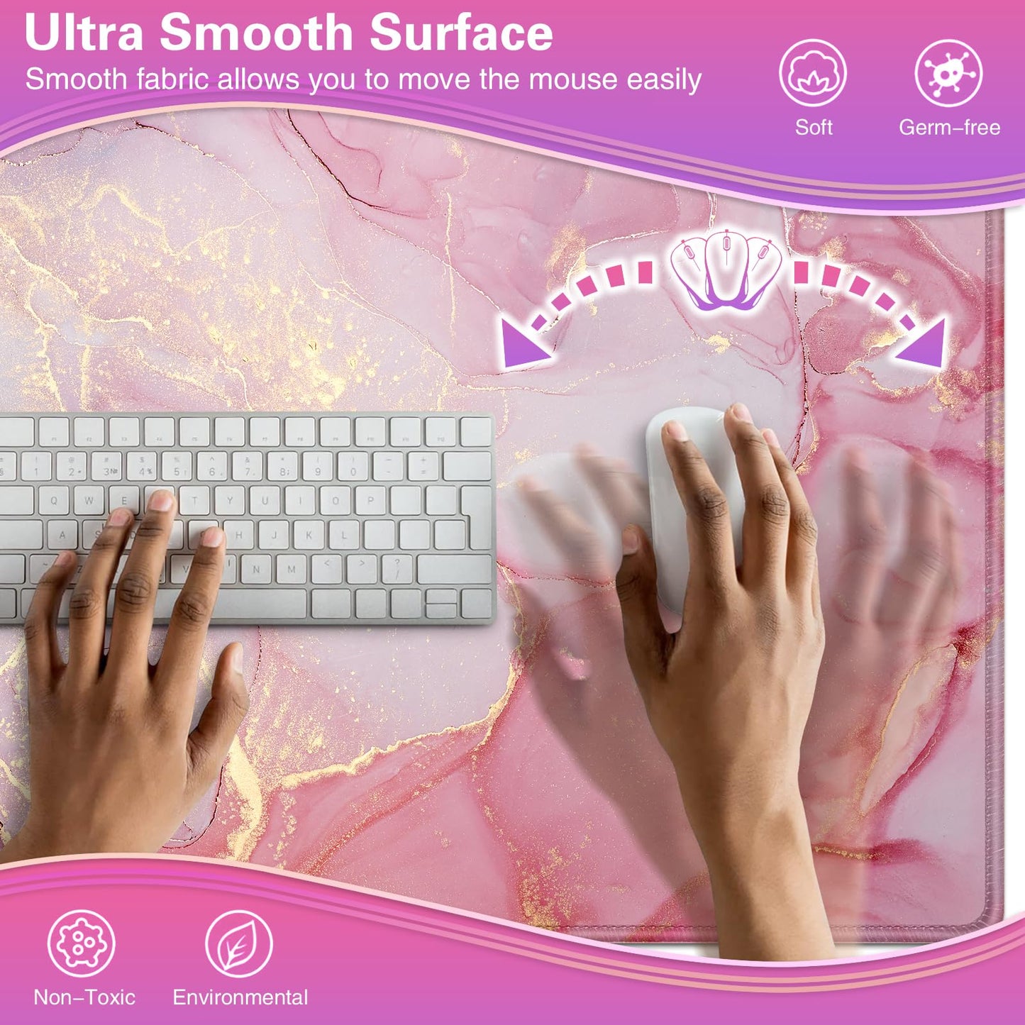 Acezeek Large Mouse Mat,Gaming Mouse Pad,900X400mm(35.4X15.7in) XXL Mousepad,Desk Protector Mat with Anti-Slip Base,Waterproof&Durable Mousemat for Gaming,Office,Home(Pink Blue)