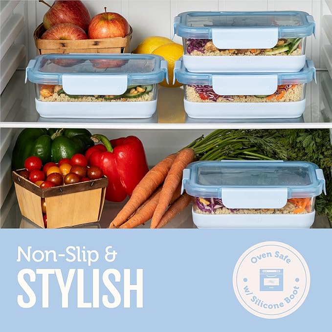 Ello Duraglass 3.4 Cup Meal Prep Sets 10Pc, 5 Pack Set- Glass Food Storage