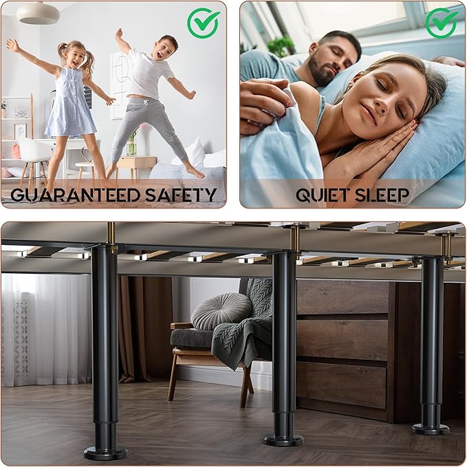2Pcs Adjustable Height Bed Frame Support Leg, Extra Sturdy Steel Bed Frame