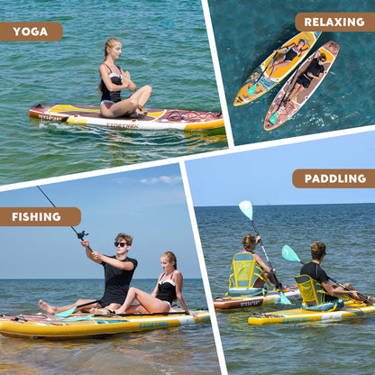 TIDETREK 11'/11'6" x 33"/34" x 6" Inflatable SUP Paddle Board – Extra-Wide, Stable Stand Up Paddle Board with Premium Full Accessory Set for Adults & Youth (Earth Pulse/Kayak Seat, 11'x34 x6)