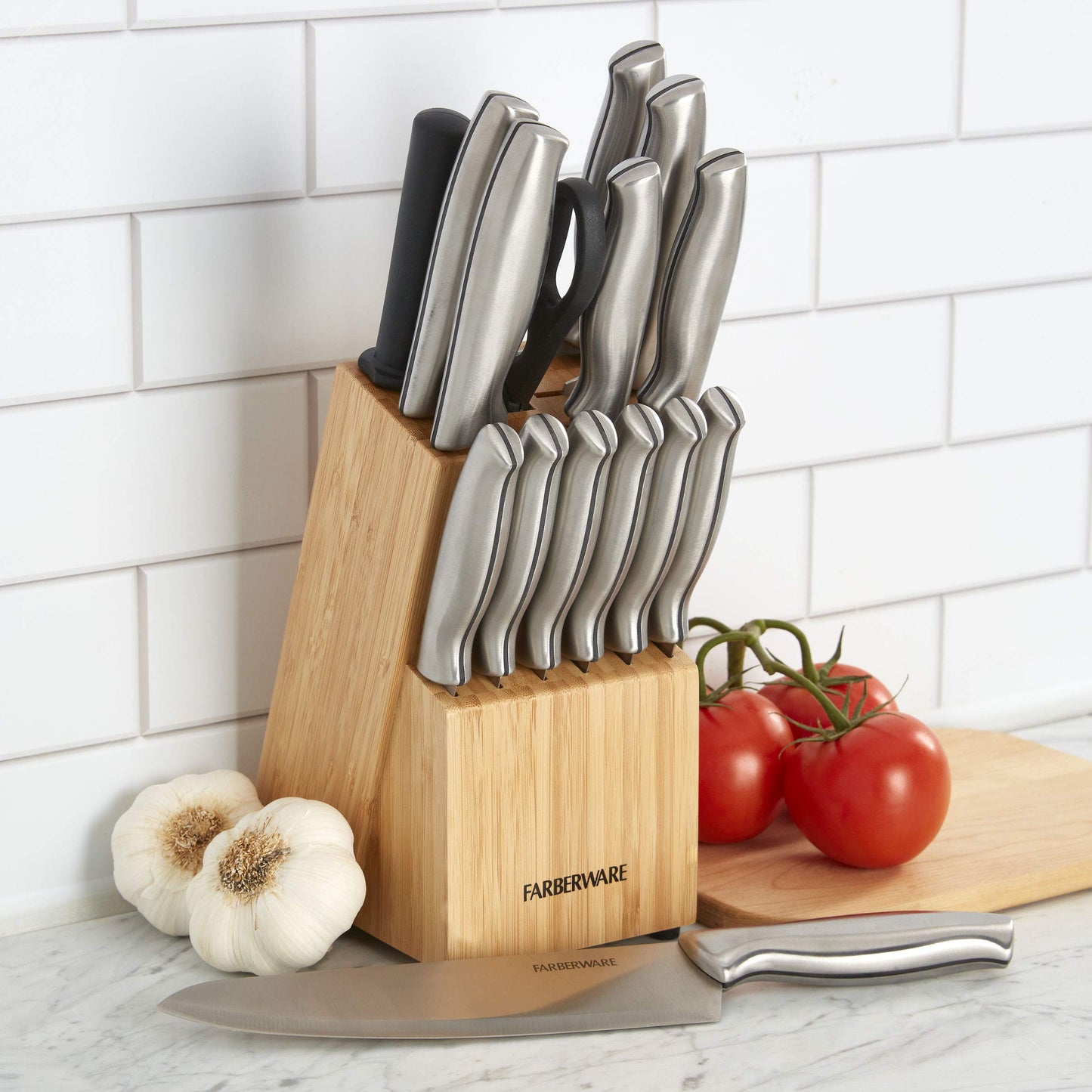 Farberware Juego de cuchillos de acero Inoxidable con sello bloque de 15 piezas