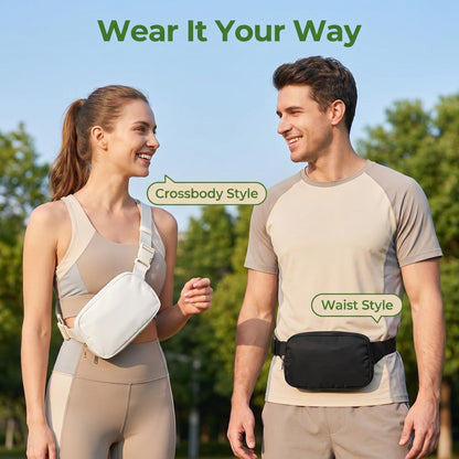 Fanny Pack Crossbody Sling Bag, Everywhere Belt Bag, Fashion Waist Packs, Mini Belt Pouch, Nylon Water Repellent with Adjustable Strap for Men & Women, Outdoor Sports & Travel, black