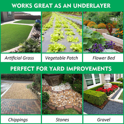 Kdgarden Premium 5oz Pro Weed Barrier Landscape Fabric Ground Cover Heavy Duty Commercial Anti-Weed Gardening Mat, 6ft x 200ft, Black