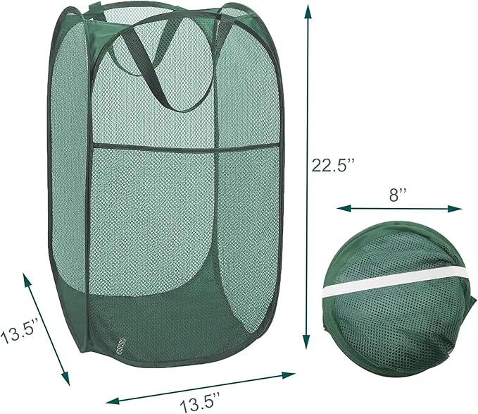 Pop Up Laundry Basket, Collapsible Mesh Laundry Hamper, Vertical Popup Hamper