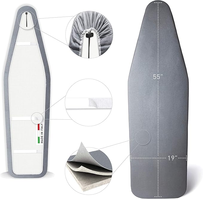 TIVIT Ironing Board Cover 19 x 55” – Made in Italy, Alumitek PRO Heat-Reflective