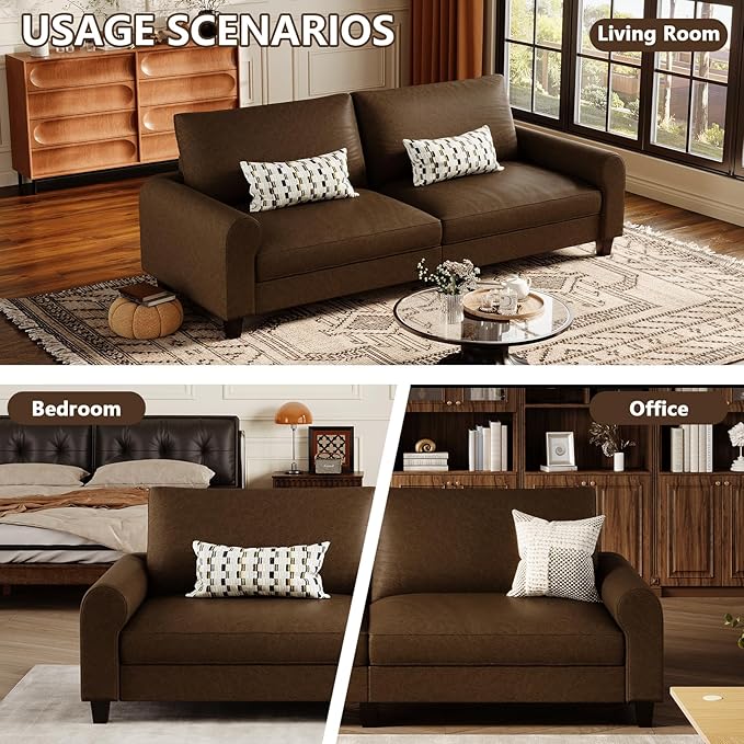 EASE MOOSE 88.5" Large Seat Faux Leather Loveseat Sofa, Waterproof and