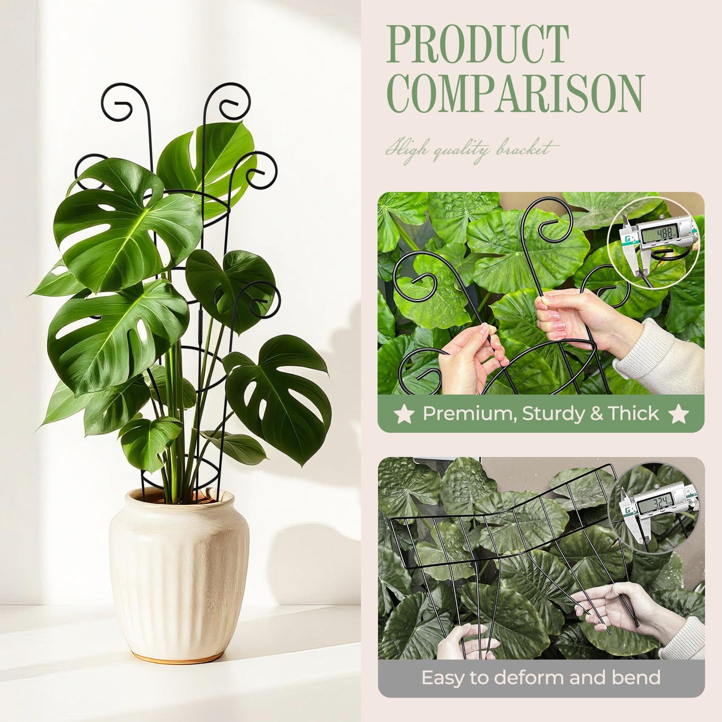 QIAOKAIYAN 4 Pack 30 Inch Tall Metal Plant Trellis for Climbing Plants Indoor - Rustproof Garden Trellis for Potted Houseplants, Sturdy Support for Ivy, Pothos, Monstera, Hoya & Flower Vines